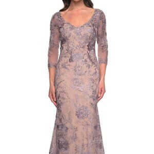 NWT La Femme 30130SC Lace Evening Dress Dusty Lilac size 20